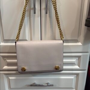 Anya Hindmarch leather Taupe Shoulder Bag with Gold Chain